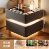 Mesa de cabeceira inteligente Luz Luxo High-end Madeira maciça 2024 com luz Novo quarto Bloqueio Pequeno Gabinete Simples Moderno