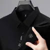 Nova Camiseta Masculina Pai de Meia-Idade Verão Seda Gelo Camiseta Básica Masculina Top Camisa Polo Roupas Masculinas
