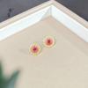 Pendientes Medievales de Rubí Hueco Diamante Rojo Rosetón Pendientes de Diamante de Alta Gama Resistentes Estilo Palacio