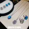 ¡Brillo radiante! Collar con colgante ovalado de circón con un estilo fresco y minimalista, cadena para la clavícula con un diseño único