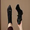 Botines Dulces para el Trabajo - Estilo Coreano Primavera/Verano Tacón de Cuña con Lazo 5cm Zapatos Mary Jane Reductores Slip-On Botines Tipo Calcetín