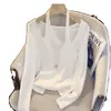 Camisa de Verano y Primavera para Mujer Tallas Grandes de 150 kg, Cuello Halter, Manga Larga, Top Único y Elegante, Camisa Base de Capa Interior Falsa de Dos Piezas