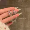 Pendientes largos de borlas de moda y sencillos con lazo para mujer, dulces y juveniles, versátiles y que afinan el rostro, pendientes de botón
