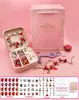 3 Pulseiras Transfronteiriças Kit de Pulseiras DIY Infantil com Contas de Furo Grande, Acessórios Coloridos de Corrente Ossinho de Cobra de Cristal, Caixa de Presente para Joias