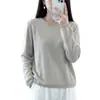 Suéter de Algodão 100% com Caimento Relaxado, Tricô de Manga Longa com Gola Redonda para Mulheres, Pulôver Slimming Estilo Preguiçoso de Outono