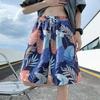 Shorts de Praia Masculinos de Verão Finos de Secagem Rápida Estampados da Moda Soltos para Dormir Shorts Casuais na Altura do Joelho