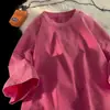 Nueva Camiseta de Algodón de Moda Batik Vintage Holgada de Manga Corta Color Salteado Lavada Vieja para Hombre Pareja Top Dopamina