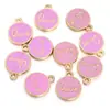 Colgante de etiqueta de beso con letra inglesa, redondo, aleación, doble cara, gota de aceite, colgante pequeño, pulsera, collar, joyería DIY