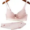 Sujetador Fresco y Dulce para Chicas sin Aros, Conjunto de Sujetador con Acolchado, Conjunto de Sujetador Jacquard Bicolor Japonés