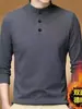 Playera de Terciopelo de Manga Larga para Hombre de Mediana Edad Otoño e Invierno Cuello Alto Holgada Terciopelo Camiseta Base Sudadera Hombre Otoño Nuevo Estilo