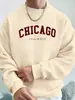 Sudadera para Hombre Chicago Illinois Estampado Creativo Cuello Redondo Lana Superior Bolsillo Lateral Sudadera