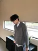 Suéter tipo cárdigan chaqueta casual de ajuste holgado de forro polar "flor eterna" de cuello alto abotonado, estilo coreano, corte limpio para hombre