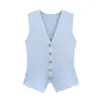 Comercio Exterior Transfronterizo Ropa de Mujer Primavera y Verano 2025 Estilo Europeo y Americano Chaleco de Punto sin Mangas con Cuello en V para Mujer B88839