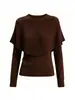 Conjunto de duas peças de suéter com babados estilo coreano para mulheres, nova coleção outono/inverno, top de malha simples e elegante de manga longa