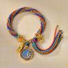 Cuerda de Mano Xizang Tejida a Mano Recurrente Cuerda de Mano Pequeña Pulsera Thangka Cuerda Thangka Dios de la Riqueza Madre Verde Zakilam
