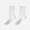 Calcetines de Algodón Puro para Primavera y Otoño, Color Sólido, Calcetines Largos Simples para Mujer, Resistentes al Olor, Absorbentes del Sudor, Esponjosos, Calcetines sin Costuras de Media Caña, Calcetines al por Mayor para Mujer