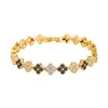 Pulseira Nova de Cobre de Luxo Transfronteiriça com Cravação Completa em Zircônia Diamantada, Design Colorido de Trevo de Quatro Folhas, Luxo de Alto Padrão, Nicho de Moda Europeia e Americana