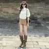 Shorts Jeans Cáqui para Mulheres 2026 Novo Verão Cintura Alta Emagrecedor Estilo Americano Hot Girl Justo no Corpo Hot Pants de Corte em A para Roupa Externa