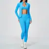 Traje Esportivo de Alta Elasticidade Transfronteiriço Altura Cintura Levantar Glúteos Corrida Conjunto de Três Peças Pilates Treinamento Conjunto Fitness 5112