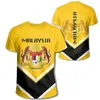 Padrão do Emblema Nacional da Malásia Impressão 3D Transfronteiriça Nova Camiseta Masculina de Gola Redonda Manga Curta Venda Direta de Fábrica Fornecimento