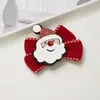 Pinza para el pelo con lazo de terciopelo rojo navideño, set de tocado con campana y borla de dibujos animados lindos de Papá Noel para niños