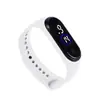 Pulsera Impermeable LED Digital Blanca con Círculo Azul Spot Moda Casual Trendy Táctil para Hombres y Mujeres