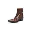 Botines Chelsea Lavados de Piel de Vaca de Primera Capa de Alta Calidad 2025 Otoño e Invierno Tacón Medio Grueso Punta Cuadrada Pequeña Botines Cortos de Piel Genuina para Mujer