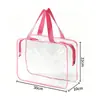 Bolsa de Higiene Pessoal Transparente de Grande Capacidade Bolsa de Maquiagem com Acabamento Multicor em PVC Bolsa de Armazenamento Impermeável para Viagem