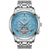 Reloj Transfronterizo para Hombre con Esfera Hueca, Tres Subesferas Falsas, Multifunción, Cronometraje Preciso, Reloj de Cuarzo de Acero para Negocios