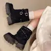 Botas Cortas de Moda con Hebilla de Cuero Botas de Personalidad para Mujer Motocicleta Persona Baja Chica Popular Apiladas 2026 Nuevas Suela Gruesa Estilo Pierna de Pantalón