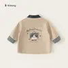 Jaqueta corta-vento infantil Youbao Outono Color Block Gola Lapela para Crianças Pequenas 2026 Casual Roupas Infantis Patchwork Xadrez Roupas de Exterior para Meninas