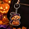 Nuevo juego de 6 llaveros planos 2D de animales de Halloween lindos para mochilas, transfronterizo