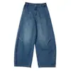 Jeans Denim Retro Lavado de Cintura Alta para Mulheres, Novo Design Estilo Coreano Outono 2026, Calças Banana Emagrecedoras Versáteis