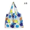 Nova grande bolsa de compras dobrável, bolsa quadrada de pano com flores, bolsa de compras portátil, bolsa tote dobrável