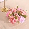 Guirlanda de Velas com Rosas Artificiais Estilo Europeu Guirlanda de Natal Adereços para Janela Mesa de Jantar Decoração de Casamento Enfeites de Flores Artificiais