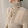 Tejido de Cachemira de Cuello Alto Slim para Mujer, Jersey Delgado, Tejido de Punto Delgado, Nuevo Estilo Otoño e Invierno 2025 con Tejido de Punto Ajustado de Bajo Alto