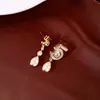 Colar, brincos e pulseira com pingente de número 5 gota de zircônia banhados a ouro real, conjunto personalizado, joias de luxo leve de alta qualidade
