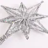 Estrella para la Punta del Árbol de Navidad Espolvoreada con Polvo Dorado Estrella Estéreo Adornos de Resorte Decoración para Fiesta Navideña Colgante de Estrella de Ocho Puntas Cortado