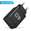 Cargador de teléfono móvil de carga rápida PD doble total 40W cabezal de carga E.U.. Regulaciones europeas Regulaciones británicas Cabezal de carga para viajes al por mayor