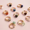 Caja de Set de Anillos de Piedra Cruda de Cristal Natural Transfronteriza, Morado, Blanco y Amarillo Piedra Cruda de Cristal Anillo Ajustable de Piedra Rodante Caja de Regalo Venta al por Mayor