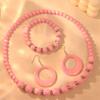 Aretes de Moda Europea y Americana Pulsera de Cuentas Color Caramelo Colgante Acrílico Vintage Redondo con Cuentas Traje Joyería para Mujer