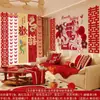 Nuevo Juego de Decoración de Habitación de Boda Estilo Chino, Juego Completo de Dragón y Fénix para Sala de Bodas, Decoración de Pared de Fondo de Sofá para Casa Nueva