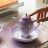 Bule de Chá Cerâmico Roxo Degradê Arita Ware Pintado à Mão com Rosa Conjunto de Chá Kung Fu com Filtro de Bolinha para Uso Doméstico