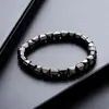 Pulsera de Piedra Biliar Negra para Hombres, Gama Alta, Personalizada, Diseño Simple y Versátil, Accesorios de Pulsera con Cuentas Hip-Hop, Joyería de Lujo Accesible para Mujeres