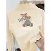 Camiseta Térmica Base para Niñas para Primavera, Otoño e Invierno 2025, Nueva Camiseta Cálida Infantil con Borde Fruncido, Top Elegante Ins