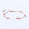Pulseira de prata de lei S925 com novo diamante redondo rosa para mulheres, requintada, simples, ouro rosa, versátil, joia de mão ajustável