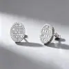 Pendientes de botón de racimo de moissanita con forma de escalera ovalada más vendidos en Europa y América, Plata S925, Lujo Ligero, Gama Alta, Estilo Elegante, Pendientes para Fiesta de Noche