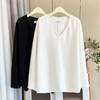 Blusa Elegante de Manga Morcego com Decote V para Mulheres Plus Size Outono Inicial Nova Sudadora Casual de Manga Longa para Menina Gorda 100kg 8008