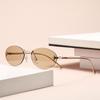 Gafas de Sol Letra F Sin Montura con Incrustaciones de Diamantes Montura Ovalada Gafas de Sol de Moda Moda Europea y Americana Montura Pequeña Decorativas Gafas de Sol para Mujer