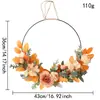 Corona de Flores Artificiales Transfronteriza Colgante de Pared de Metal Estilo Primavera y Otoño Decoración Festiva Decoración de Pared de Puerta Principal del Hogar Corona Adorno de Puerta